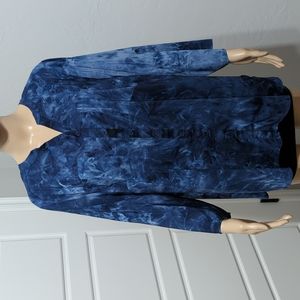 FADED GLORY Blue Marble Tie Dye  Top Size 2X